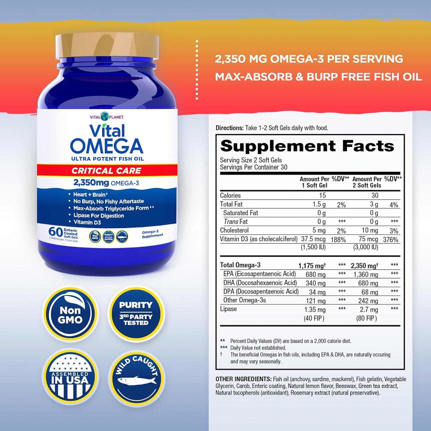 Vital Omega Critical Care - Softgels, 60ct