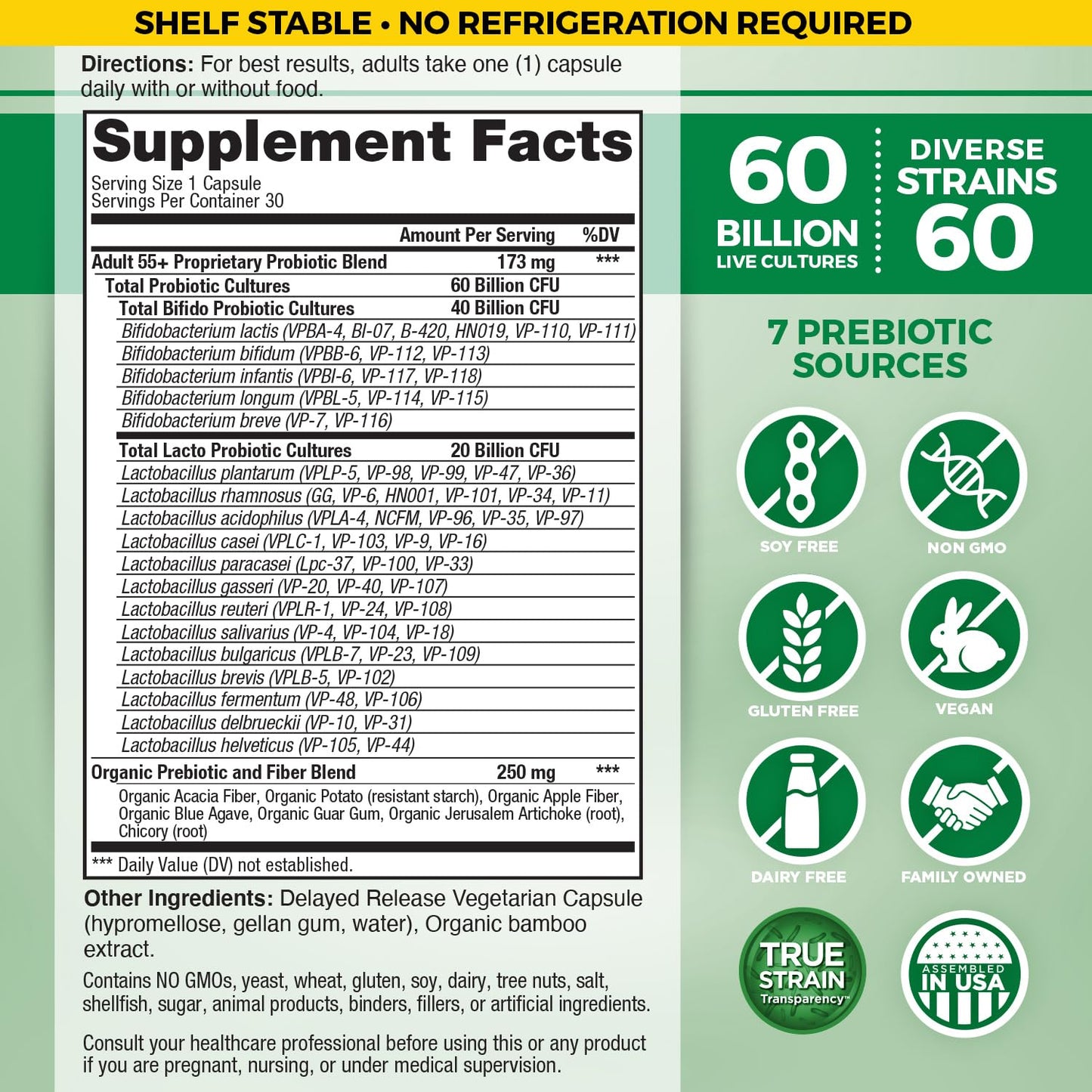 Vital Flora Adult 55+ Daily Probiotic - Shelf Stable