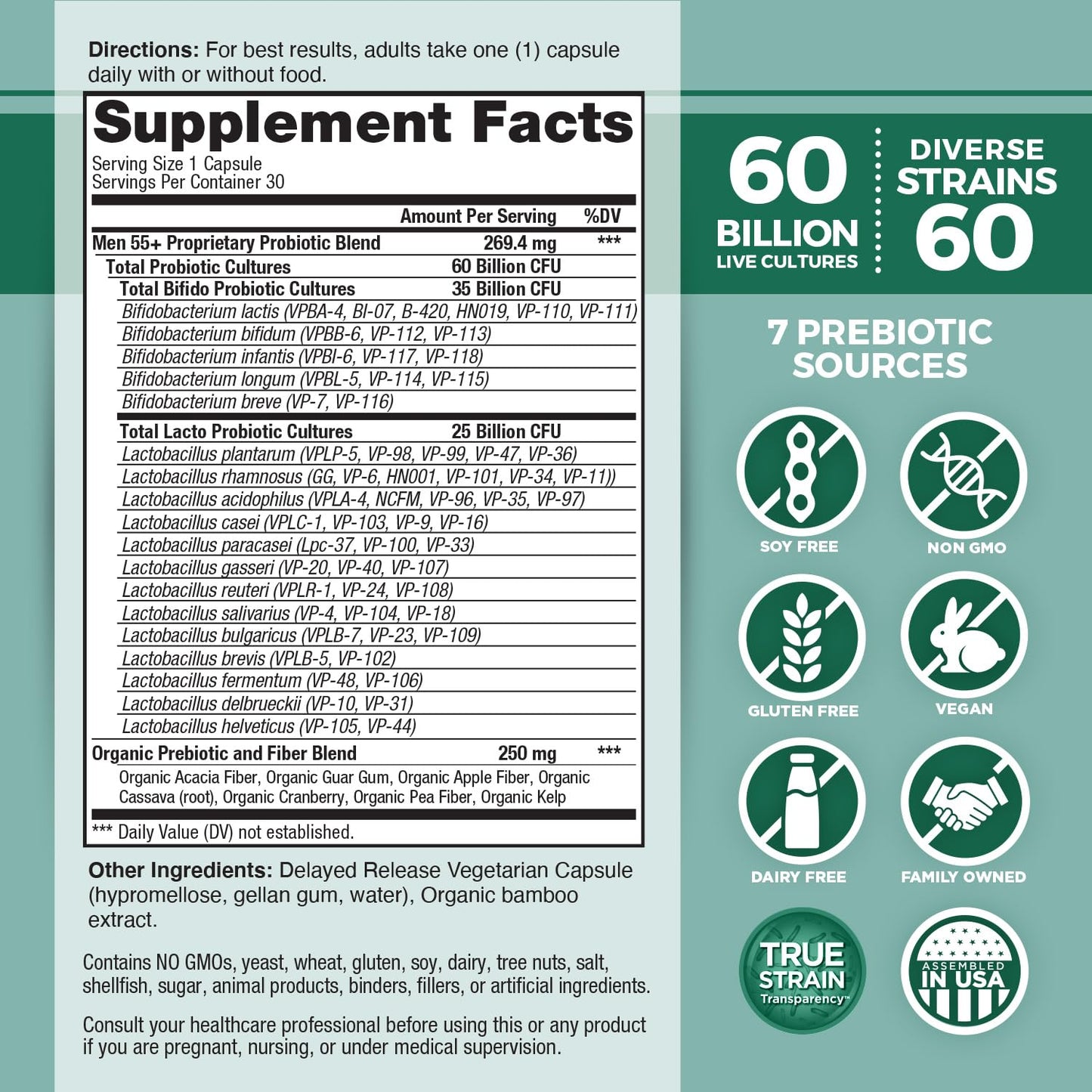 Vital Flora Men 55+ Probiotic - Refrigerated, 30ct