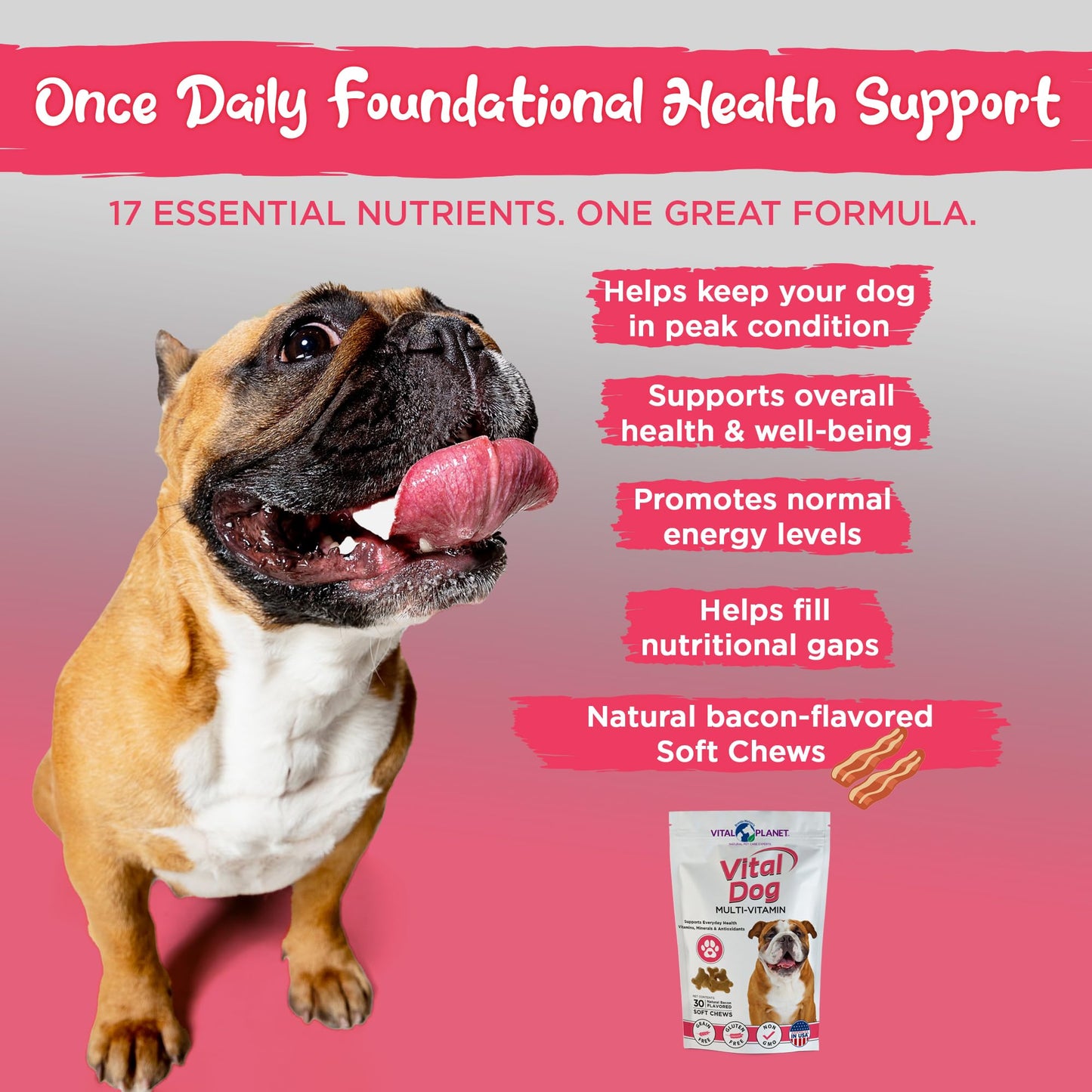 Multivitamínico Vital para Perros - Masticables Suaves, 30 unidades