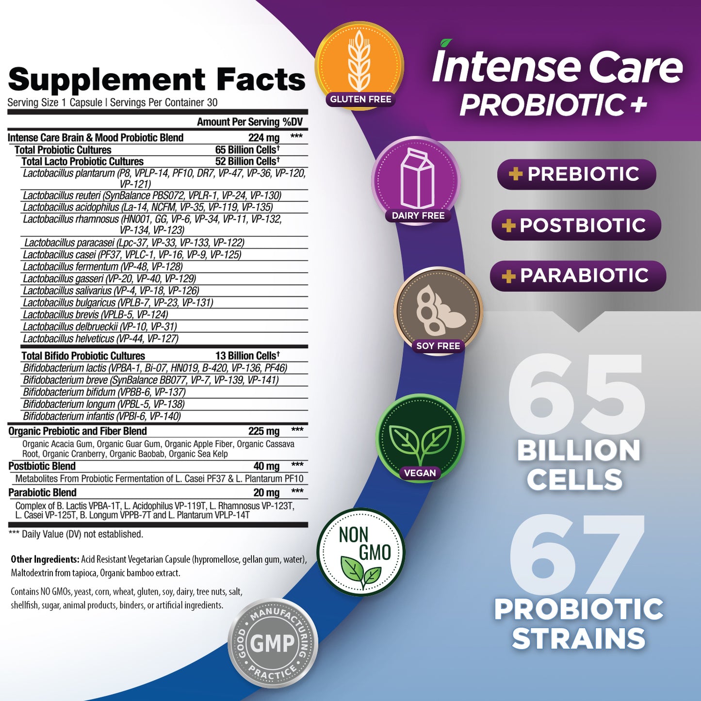 Intense Care Brain & Mood Probiotics - Shelf Stable, 30ct