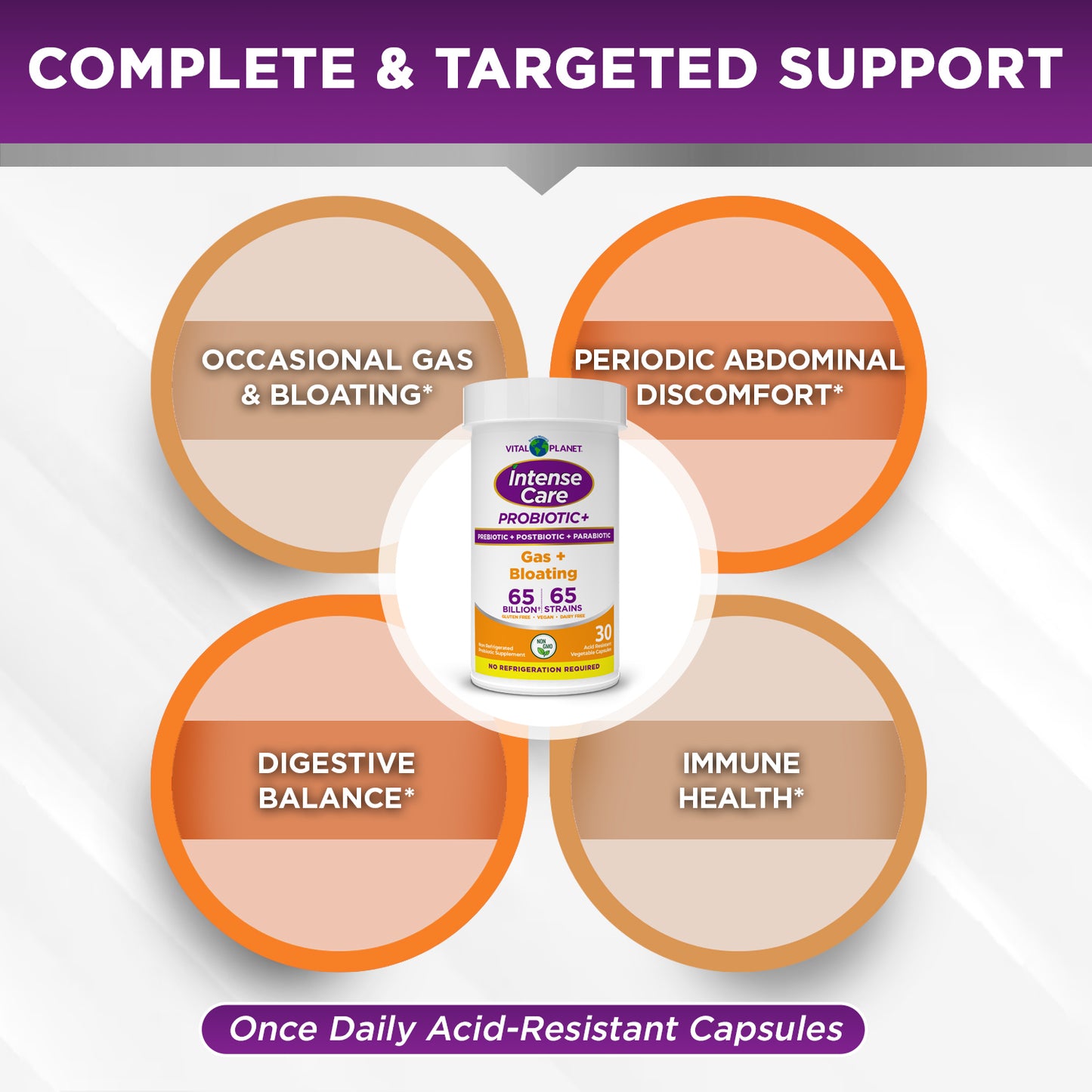 Intense Care Gas & Bloating Probiotic - Shelf Stable, 30ct