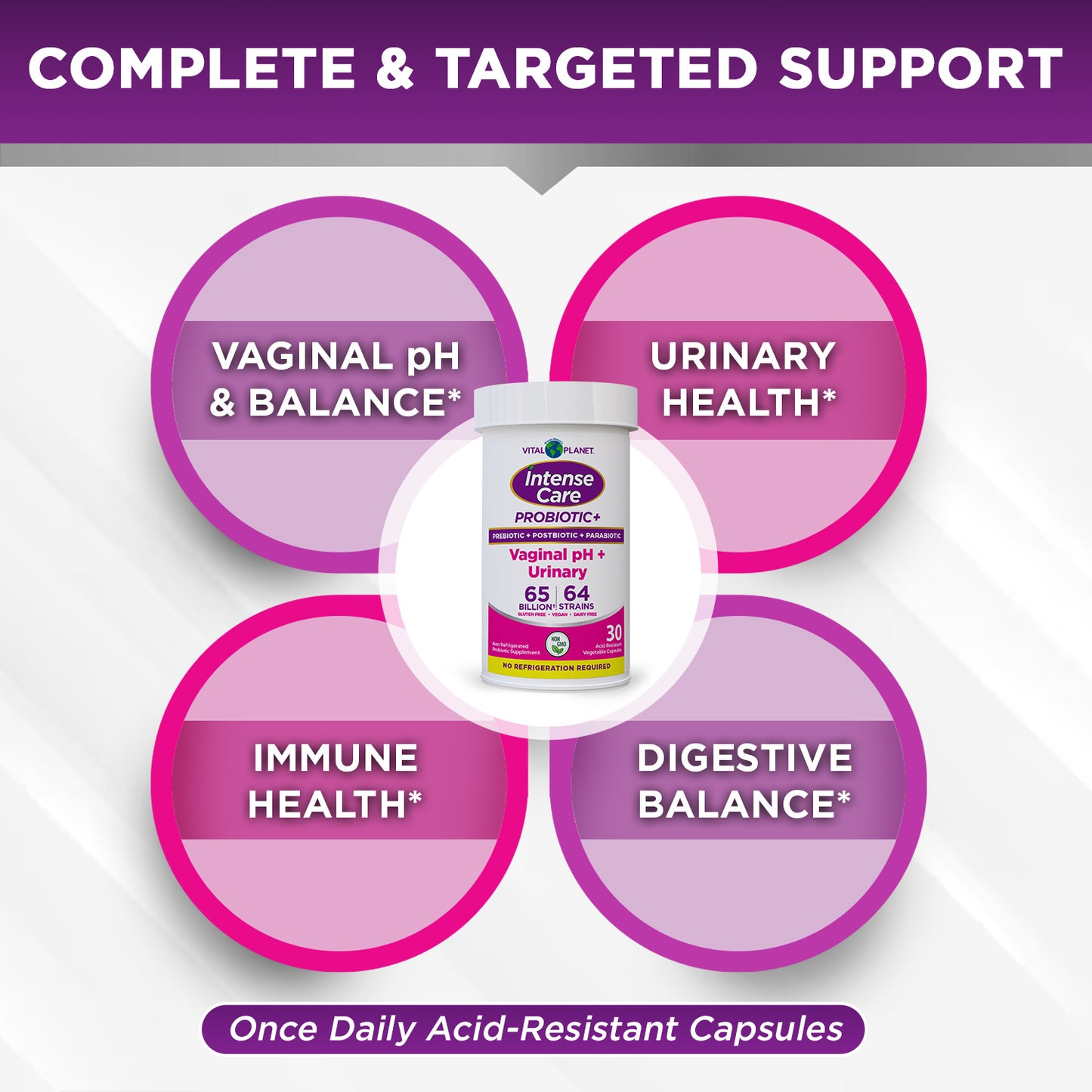 Intense Care Vaginal pH & Urinary Probiotics - Shelf Stable, 30ct