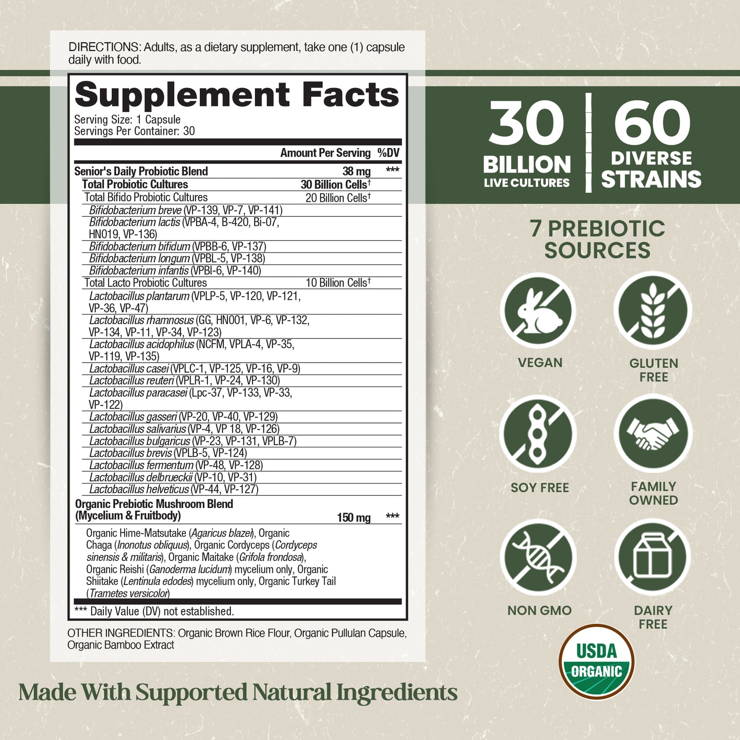Organic Flora Senior’s Daily Probiotic Supplement