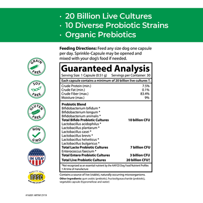 Flora Dog High Potency Probiotic - Delayed Release Capsules, 30ct