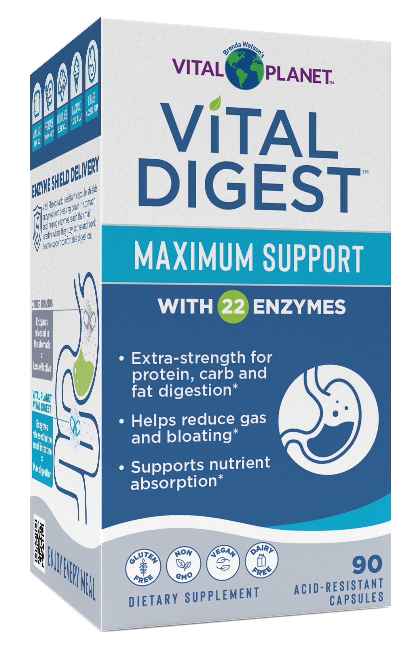 Vital Planet Vital Digest Maximum Support supplement box on a white background