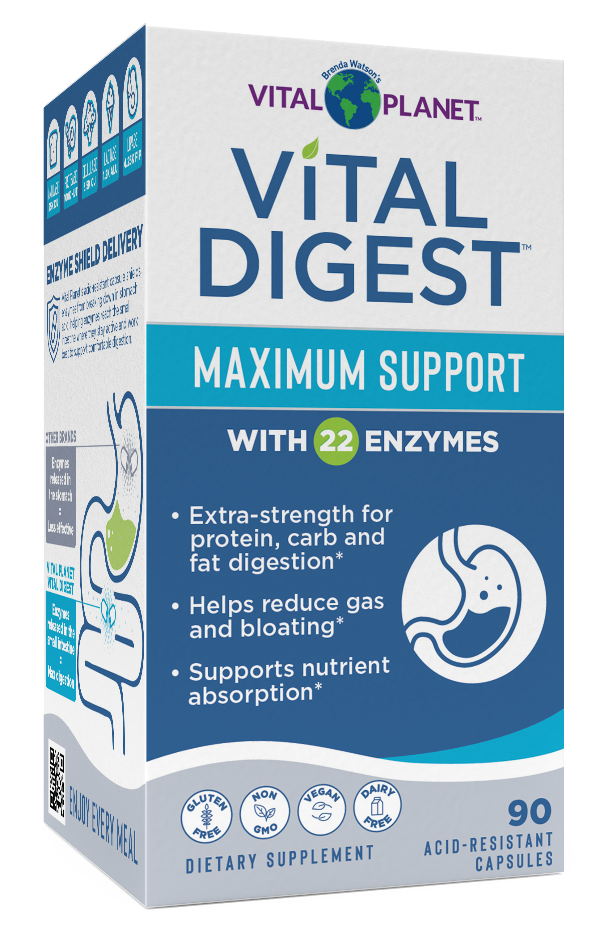 Vital Planet Vital Digest Maximum Support supplement box on a white background