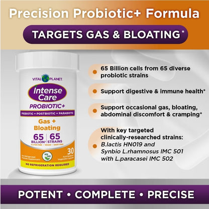 Intense Care Gas & Bloating Probiotic - Shelf Stable, 30ct