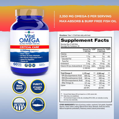 Vital Omega Critical Care - Softgels, 60ct