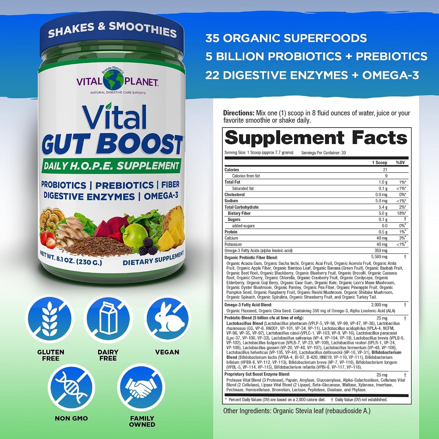 Vital Gut Boost- Brenda Watson’s H.O.P.E. Formula, 8.1oz