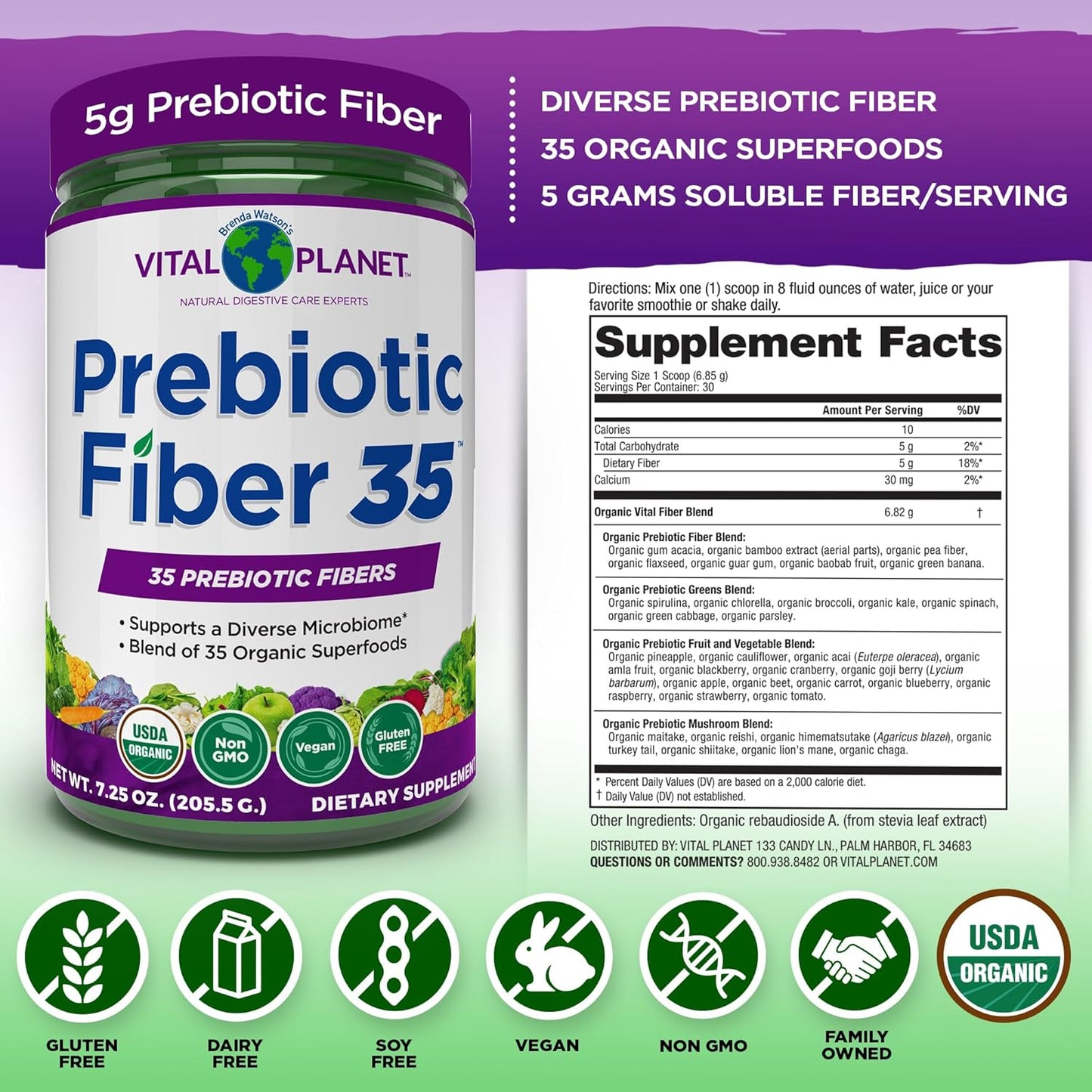 Fiber 35 – Organic Prebiotic Blend, 6.77oz