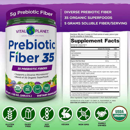 Fiber 35 – Organic Prebiotic Blend, 6.77oz