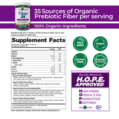 Fiber 35 – Organic Prebiotic Blend, 6.77oz