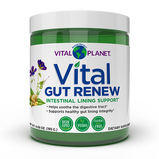 Vital Planet Vital Gut Renew supplement container on a white background