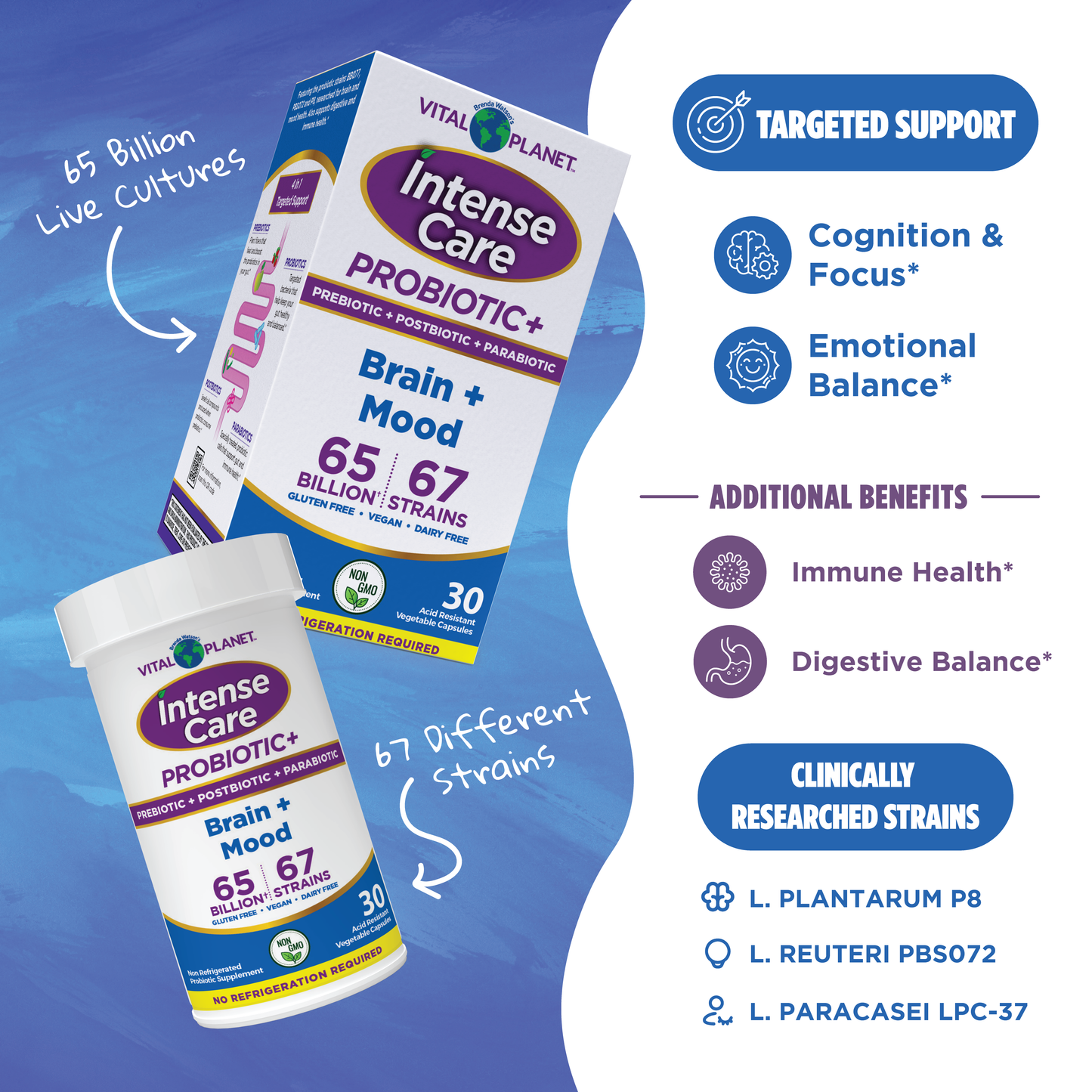 Intense Care Brain & Mood Probiotics - Shelf Stable, 30ct