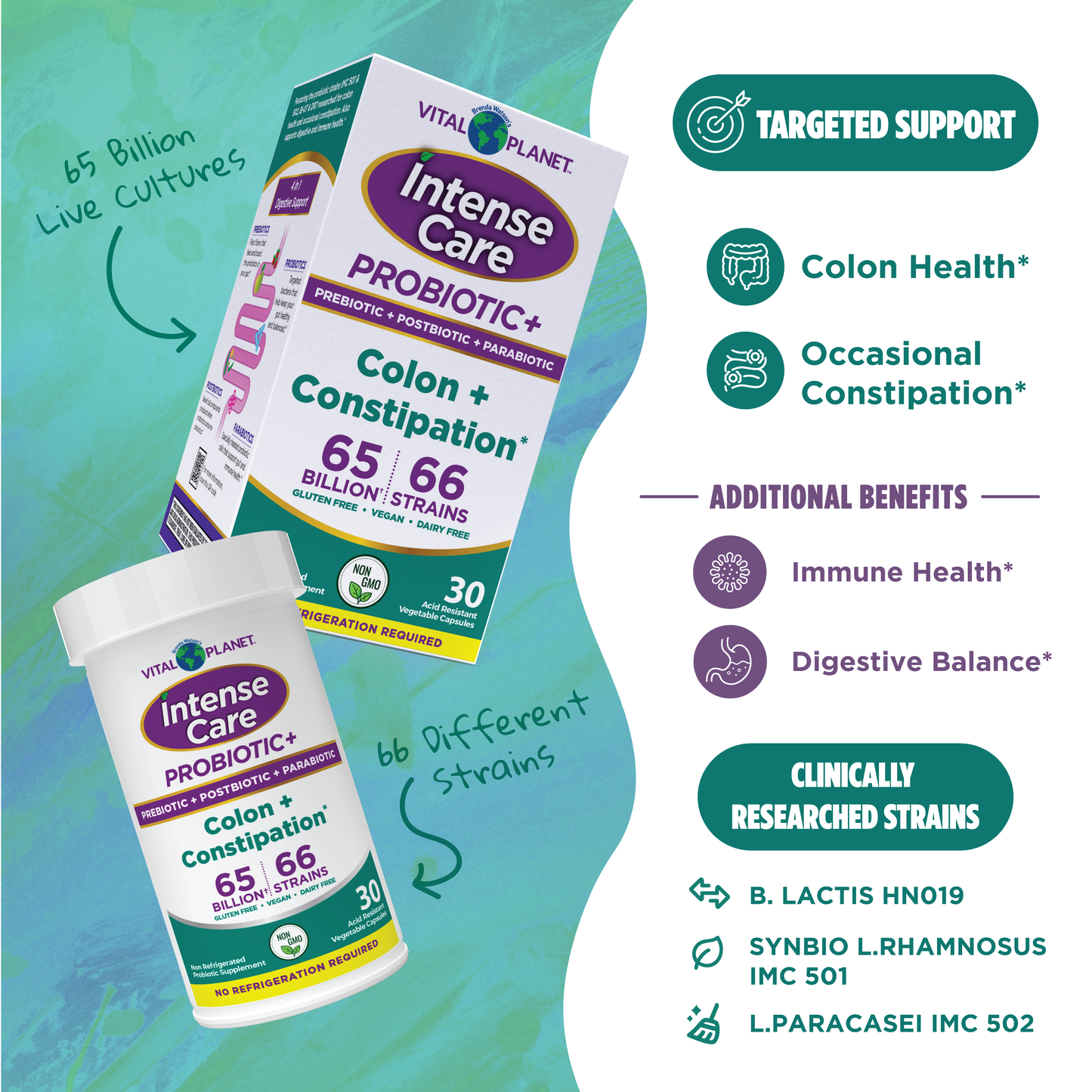 Intense Care Colon & Constipation Probiotics - Shelf Stable, 30ct