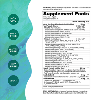 Intense Care Colon & Constipation Probiotics - Shelf Stable, 30ct