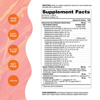 Intense Care Gas & Bloating Probiotic - Shelf Stable, 30ct