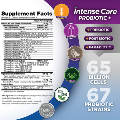 Intense Care Brain and Mood Probiotics - Shelf Stable, 30ct