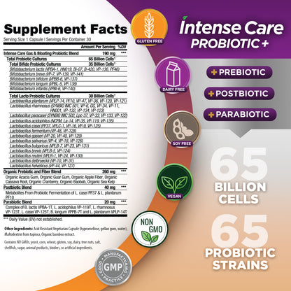 Intense Care Gas & Bloating Probiotic - Shelf Stable, 30ct