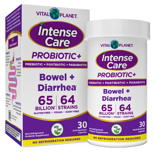 Vital Planet Intense Care Probiotic+ supplement packaging on a white background