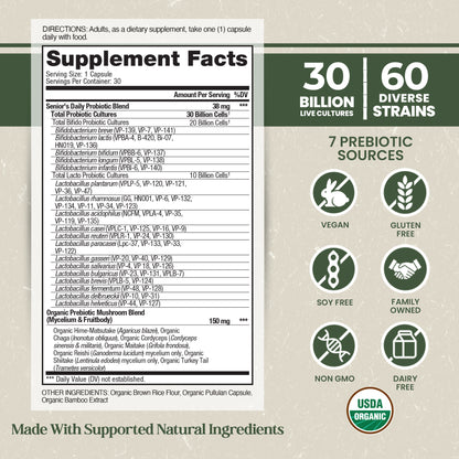 Organic Flora Senior’s Daily Probiotic Supplement
