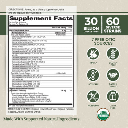 Organic Flora Men’s Daily Probiotic Supplement