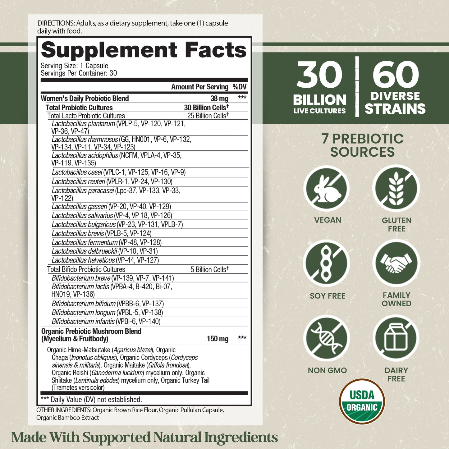 Organic Flora Women’s Daily Probiotic Supplement