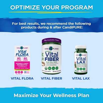 Vital Flora, Vital Fiber and Vital Lax, recommended alongside Vital CandiPURE