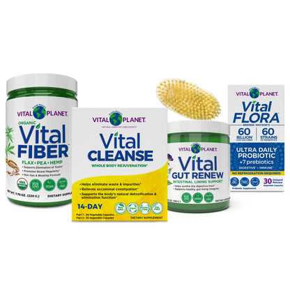 Whole Body Cleansing Kit: 4-Product Bundle - 14-day cleanse | Vital Gut Renew, Vital Fiber and VItal Flora Probiotics