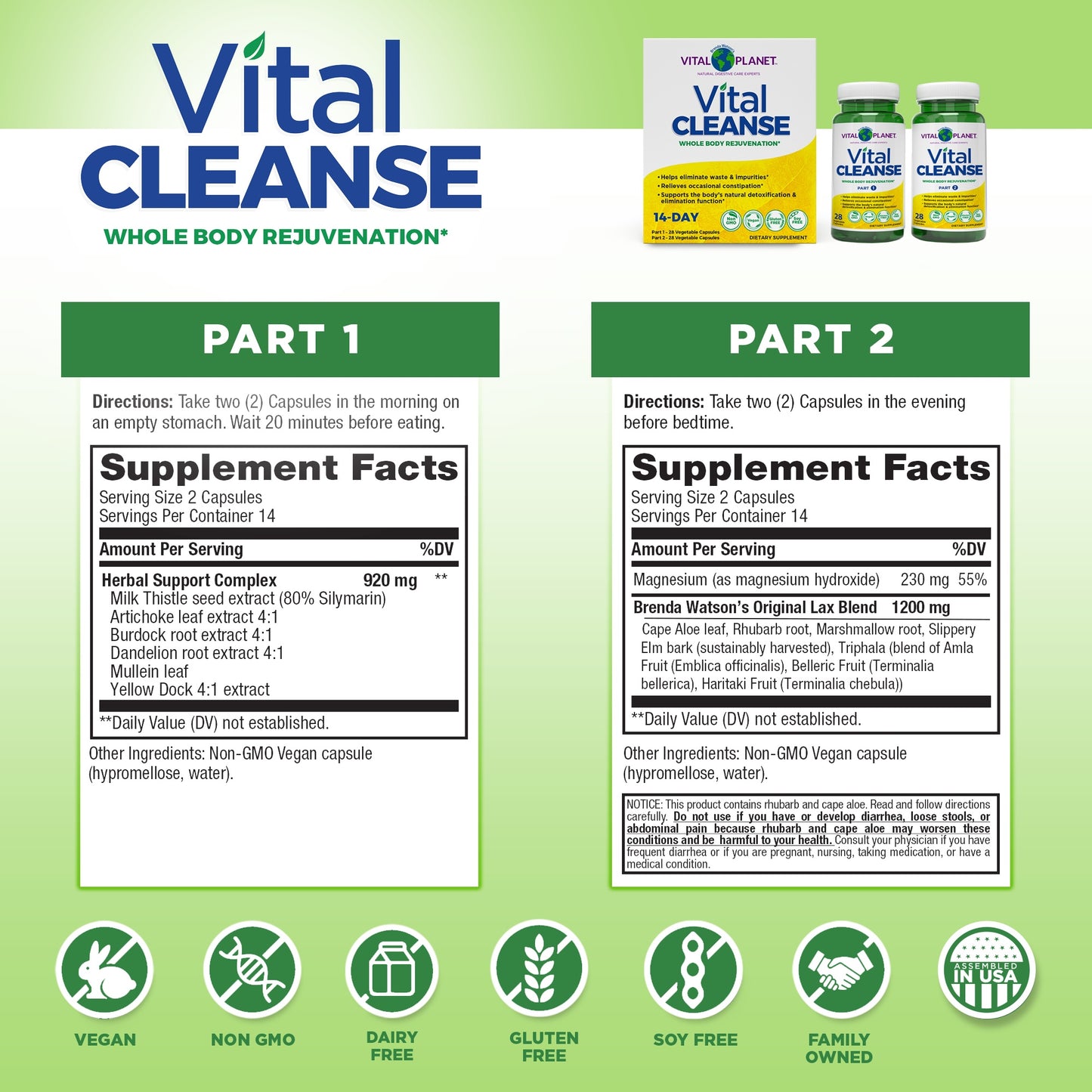 Whole Body Cleansing Kit: 4-Product Bundle - 14-day cleanse | Vital Gut Renew, Vital Fiber and VItal Flora Probiotics