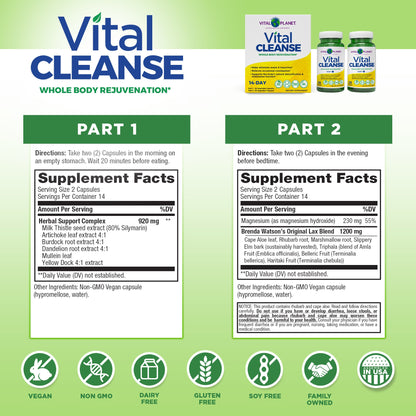Whole Body Cleansing Kit: 4-Product Bundle - 14-day cleanse | Vital Gut Renew, Vital Fiber and VItal Flora Probiotics